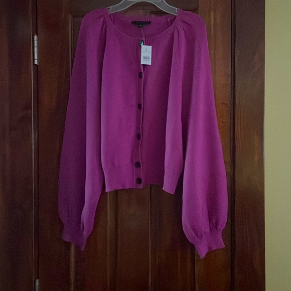 NWT Ann Taylor Cardigan Sweater Fuschia color - Picture 1 of 2